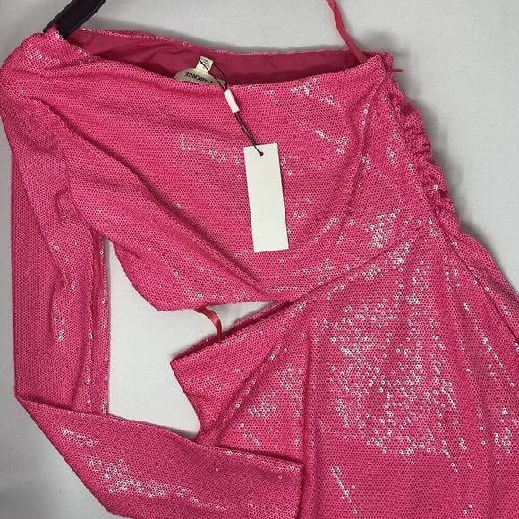 L'Agence Christie Pink Sequin One Shoulder Dress NWT $550 - Picture 7 of 11